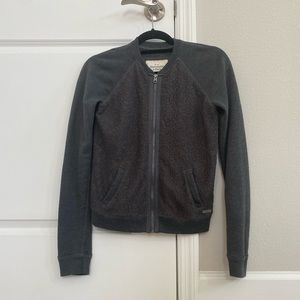 EUC Abercrombie & Fitch Grey S bomber sweater, lace detail, full zip, pockets